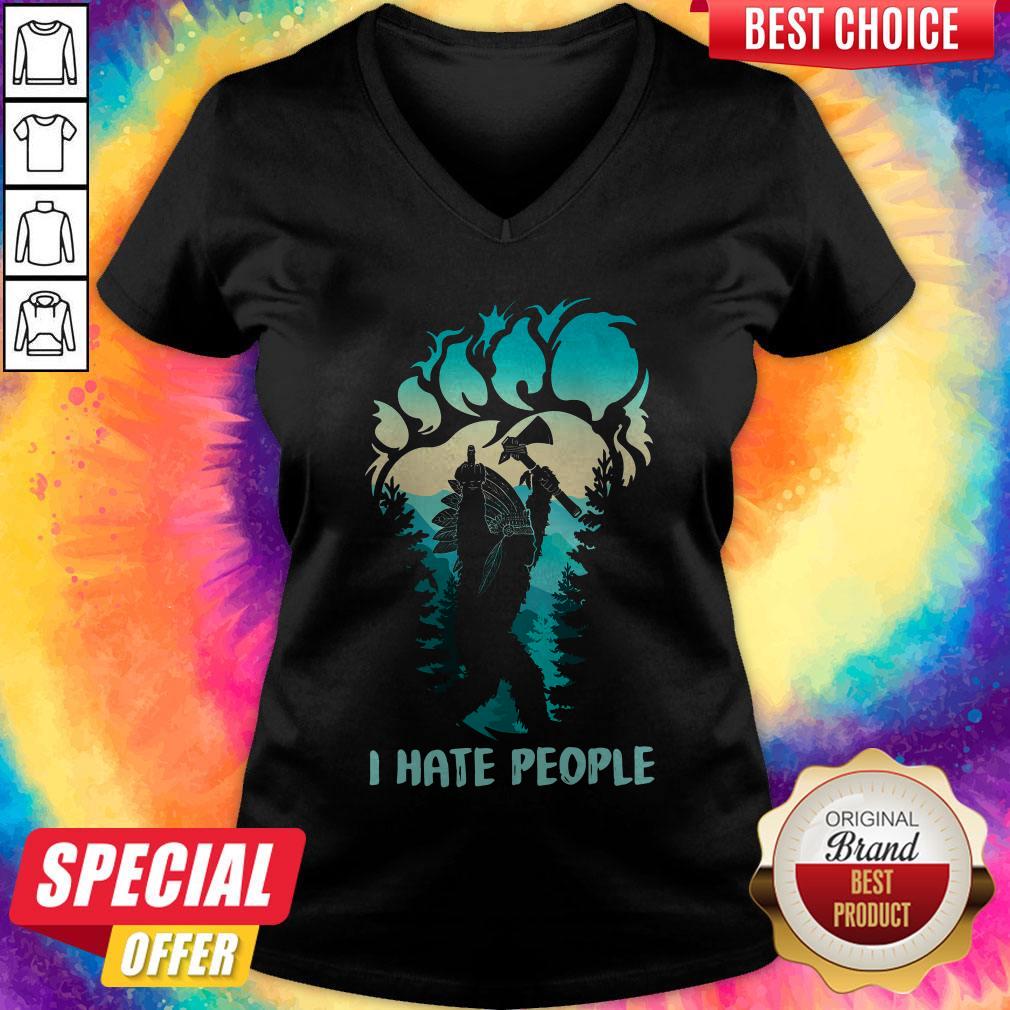 Pretty Native Bigfoot I Hate People Shirt - Image 3