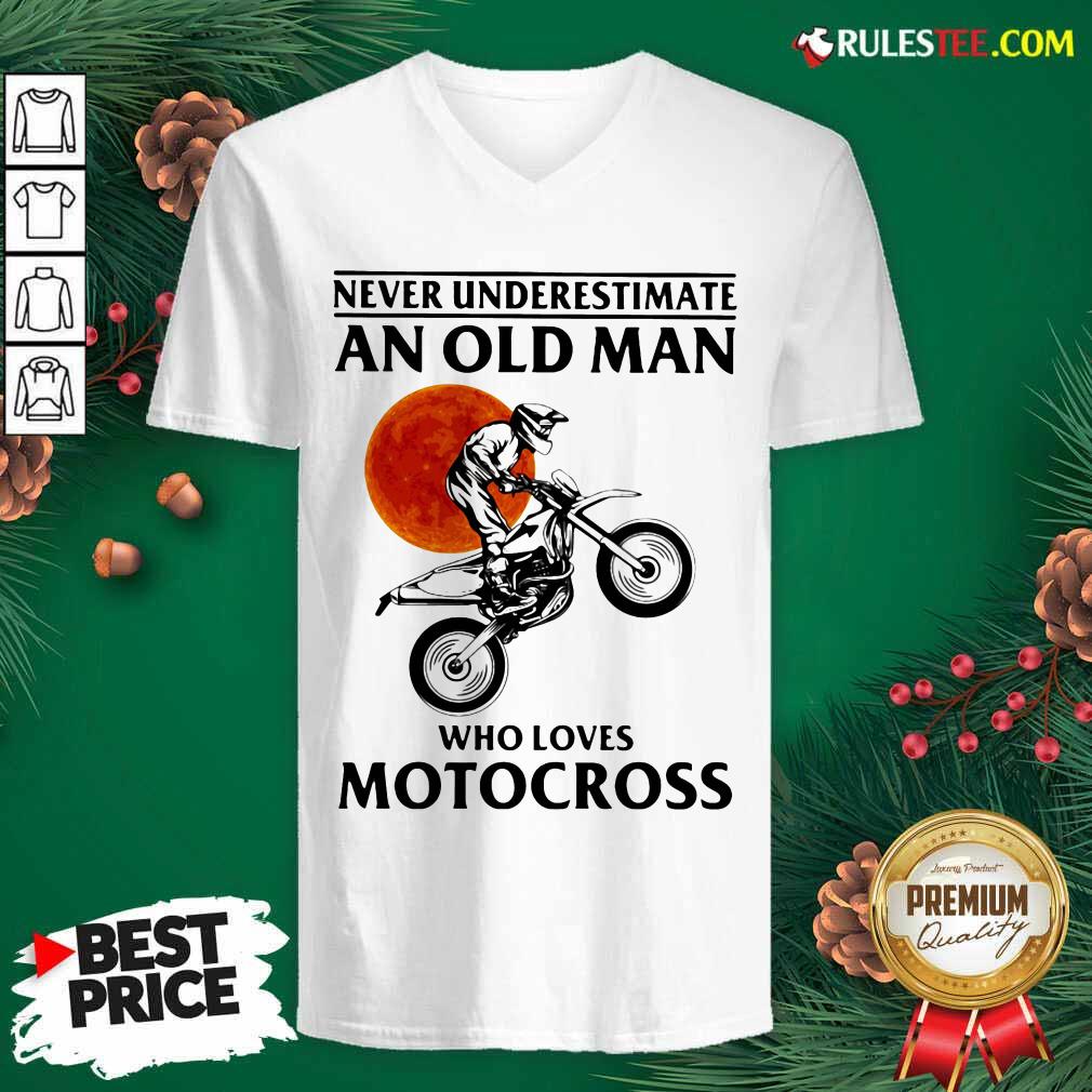 Pretty Never Underestimate An Old Man Who Loves Motocross The Moon Shirt - Image 3