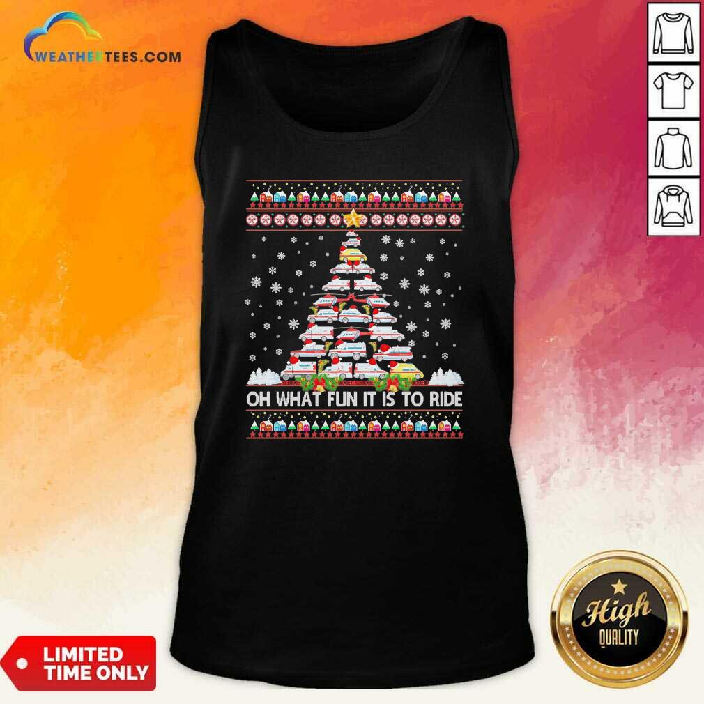Pretty Oh What Fun It Is To Ride Tree Christmas Shirt - Image 4