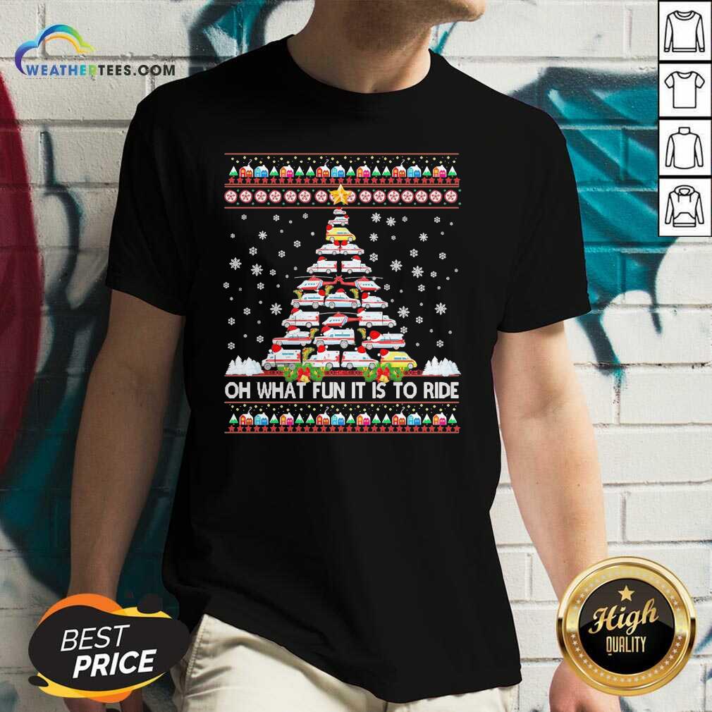 Pretty Oh What Fun It Is To Ride Tree Christmas Shirt - Image 3
