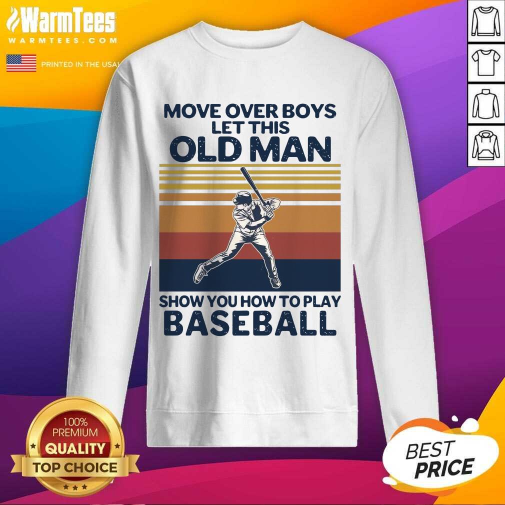Pretty Old Man Play Baseball Vintage Shirt - Image 4