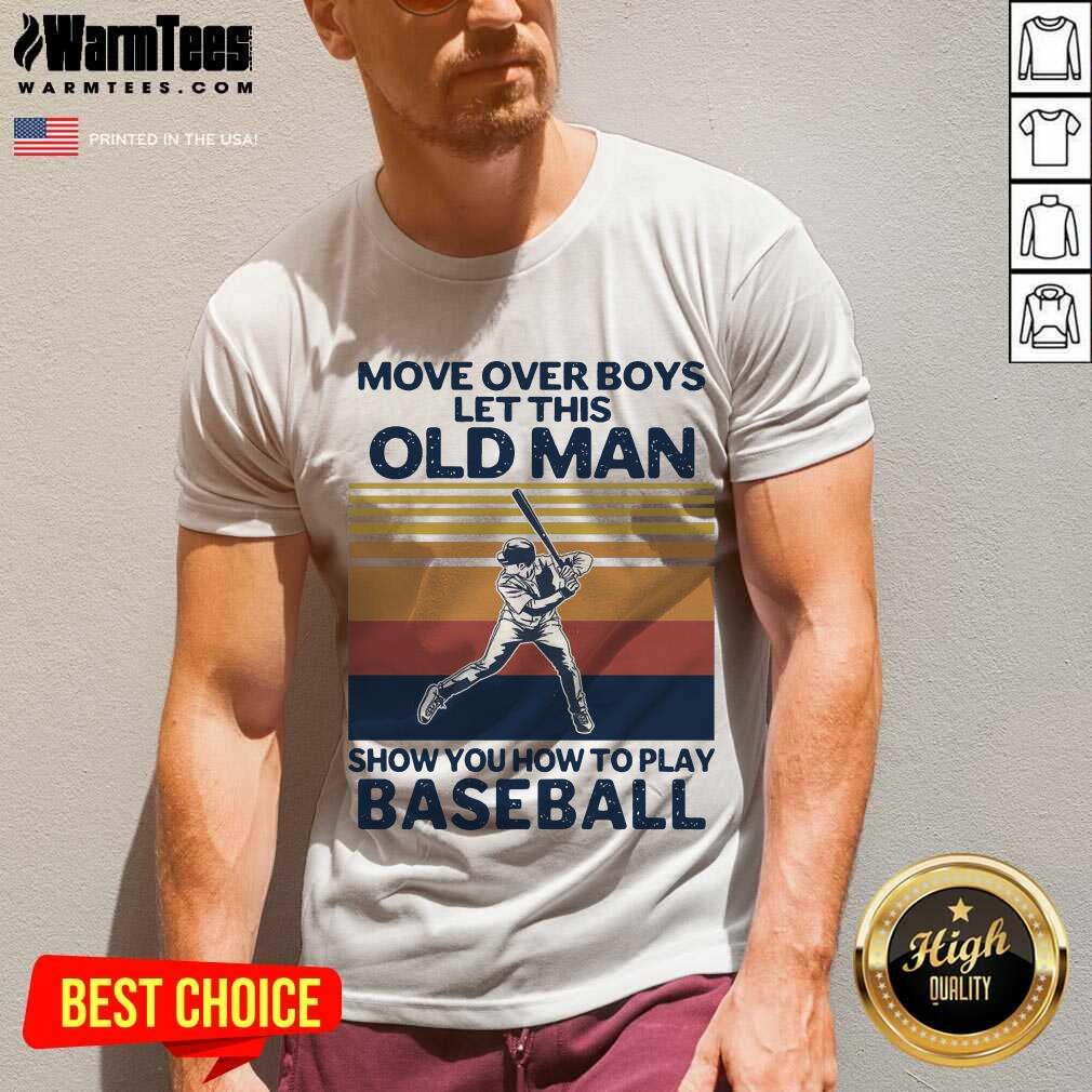 Pretty Old Man Play Baseball Vintage Shirt - Image 2