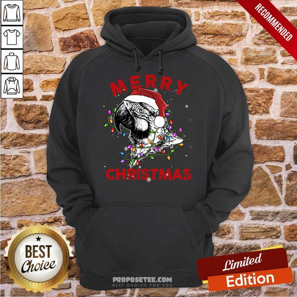 Pretty Parrot Santa Lights Merry Christmas Shirt - Image 2