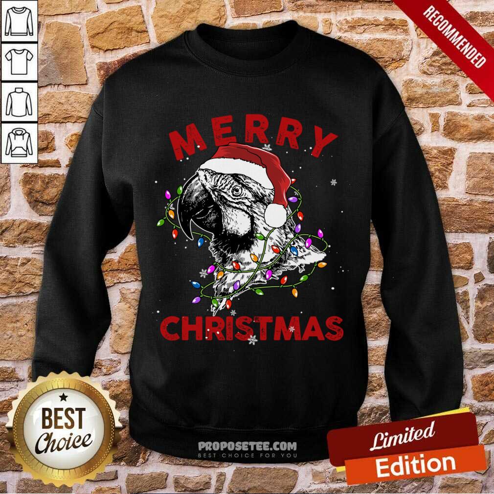 Pretty Parrot Santa Lights Merry Christmas Shirt - Image 5