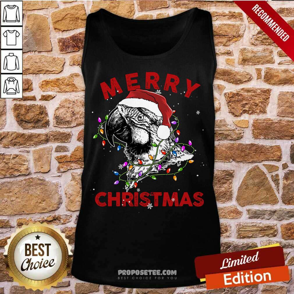 Pretty Parrot Santa Lights Merry Christmas Shirt - Image 4