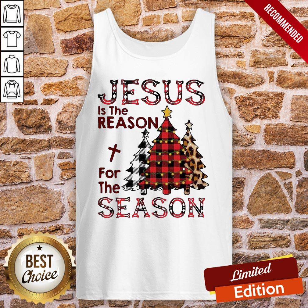 Pretty Plaid Jesus Is The Reason For The Season Pine Christmas Shirt - Image 3