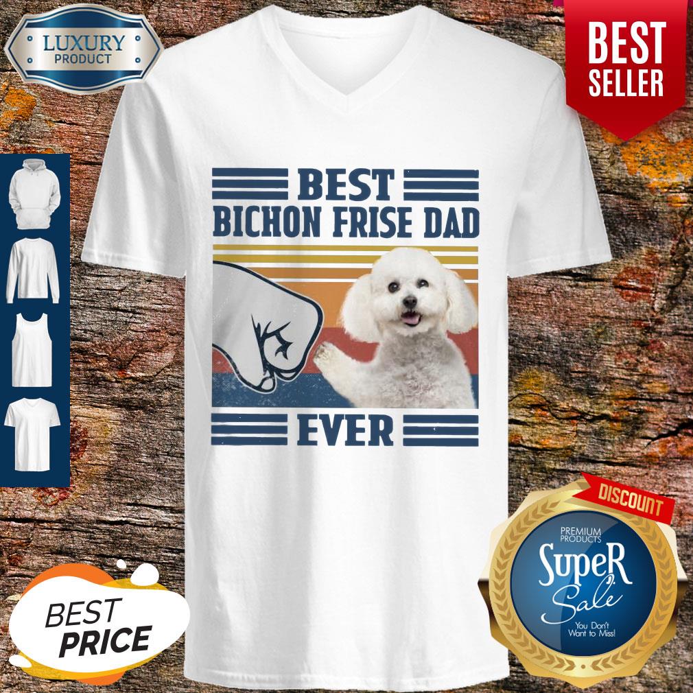 Pretty Poodle Best Bichon Frise Dad Ever Vintage Shirt - Image 3