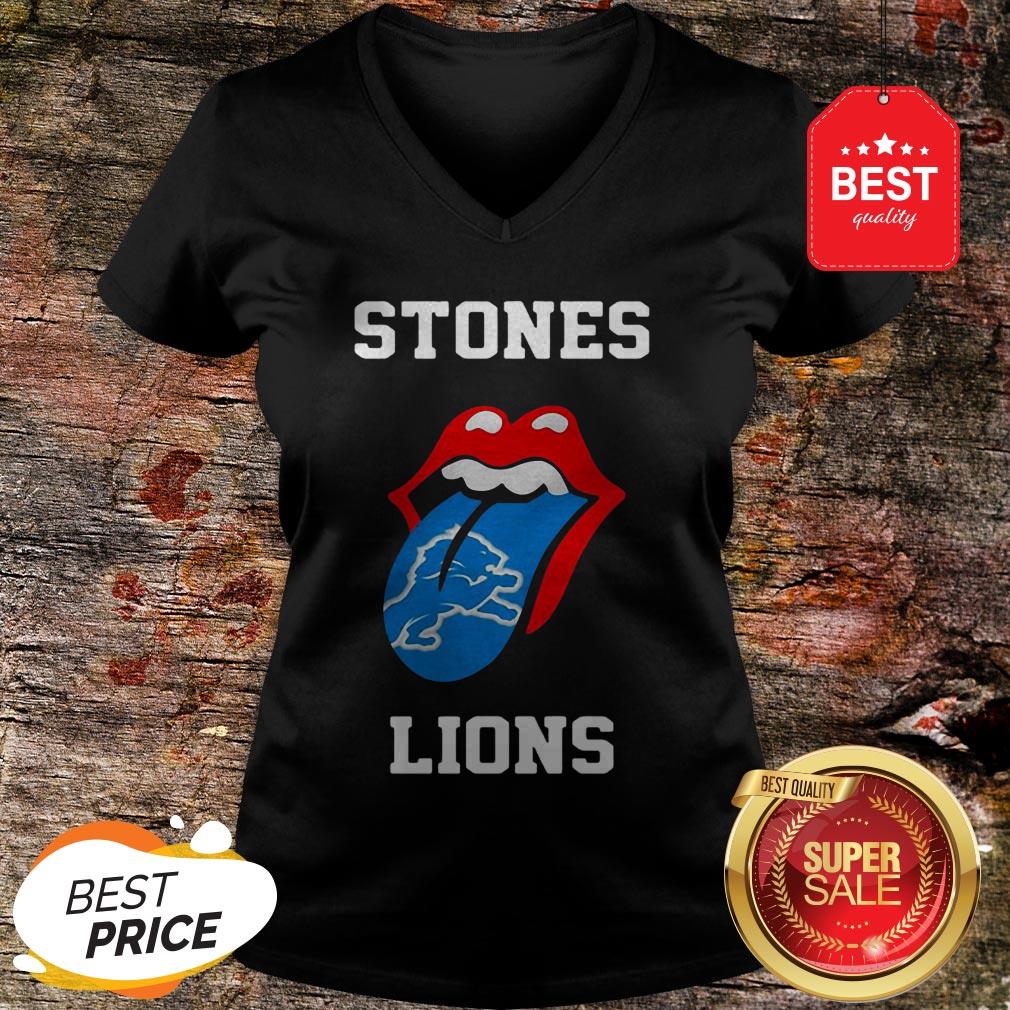 Pretty Rolling Stones Logo Detroit Lions Shirt - Image 2