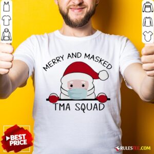 Pretty Santa Face Mask Merry And Masked Tma Squad Christmas Shirt