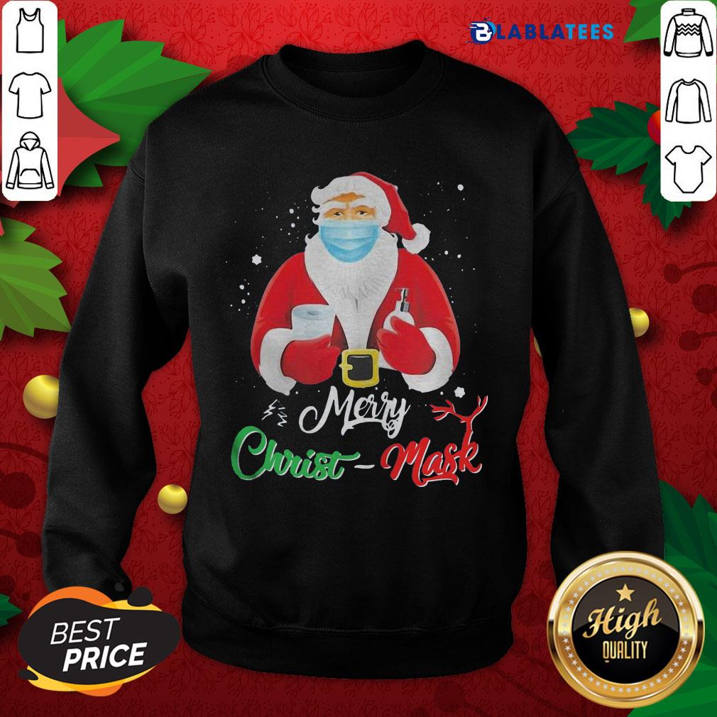 Pretty Santa Face Mask Merry Christmas 2020 Quarantine Sweat Shirt - Image 5