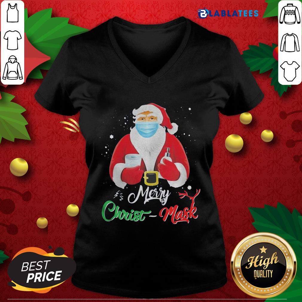 Pretty Santa Face Mask Merry Christmas 2020 Quarantine Sweat Shirt - Image 3