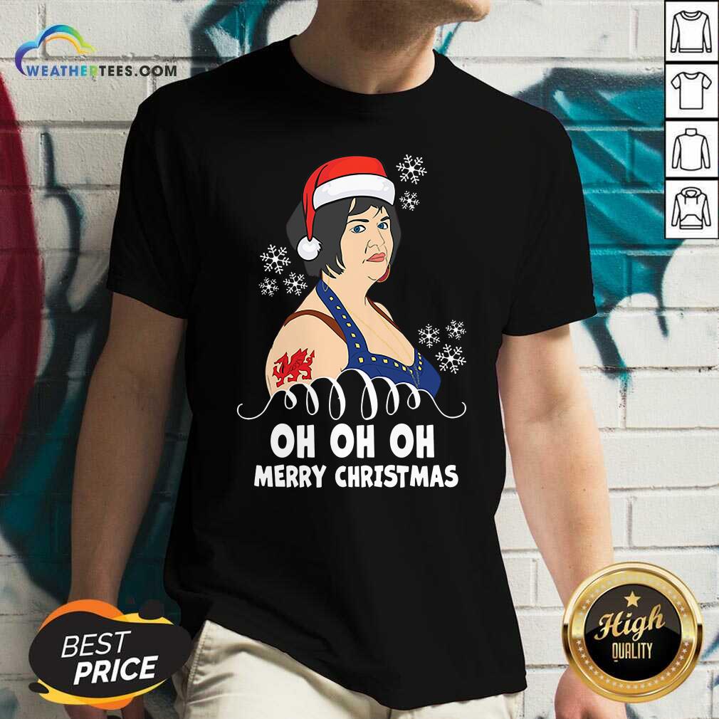 Pretty Santa Nessa Jenkins Oh Oh Oh Merry Christmas Shirt - Image 3