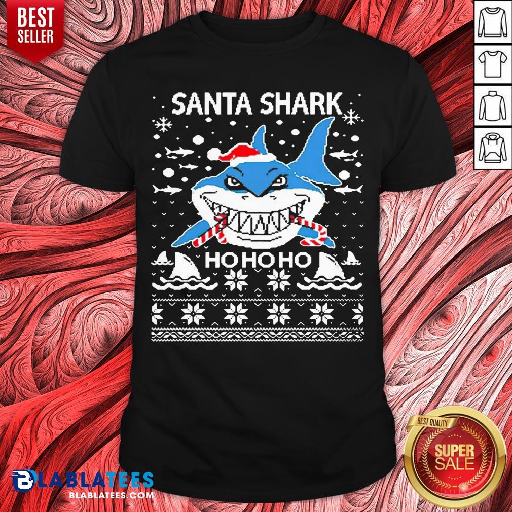 Pretty Santa Shark Ho Ho Ho Christmas Shirt