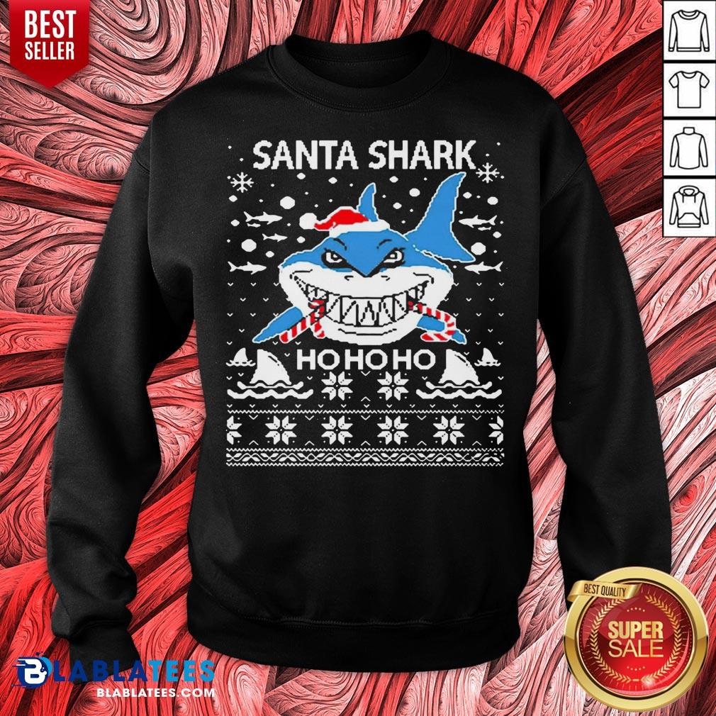 Pretty Santa Shark Ho Ho Ho Christmas Shirt - Image 2