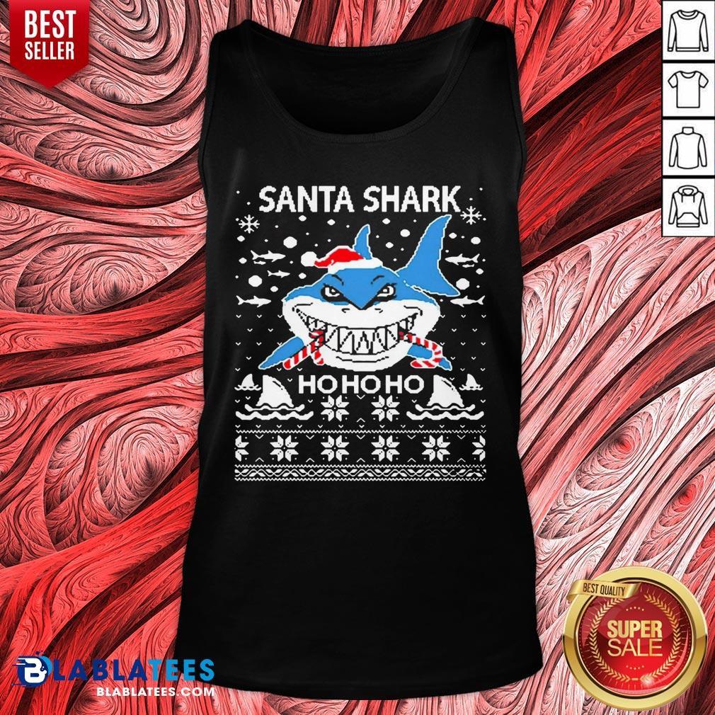 Pretty Santa Shark Ho Ho Ho Christmas Shirt - Image 5
