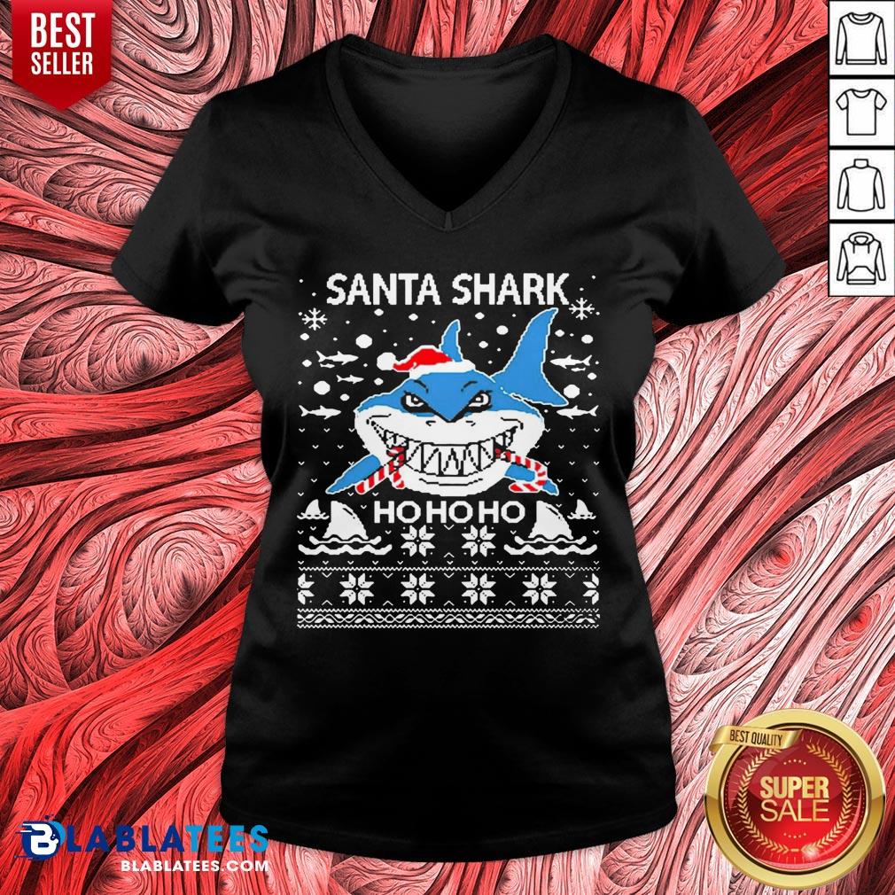 Pretty Santa Shark Ho Ho Ho Christmas Shirt - Image 4