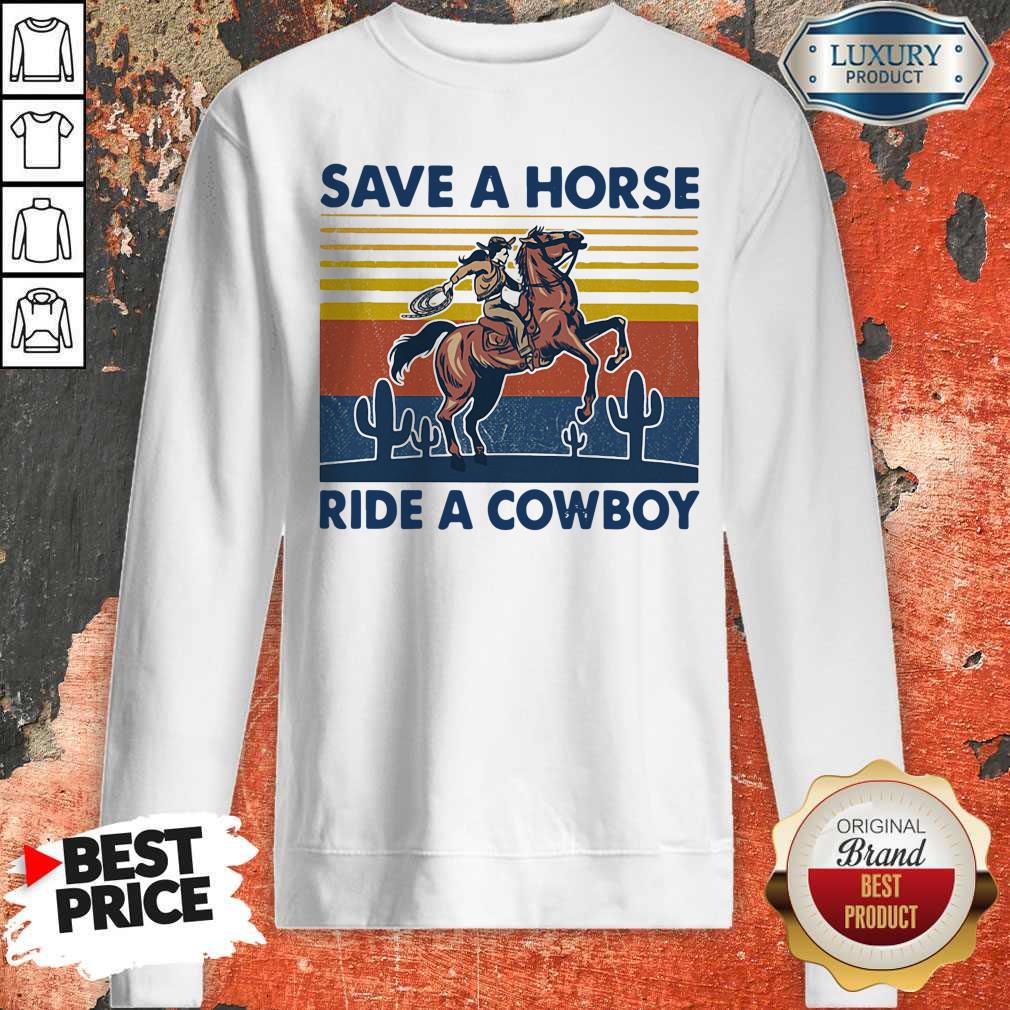 Pretty Save A Horse Ride A Cowboy Vintage Retro T-Shirt - Image 2