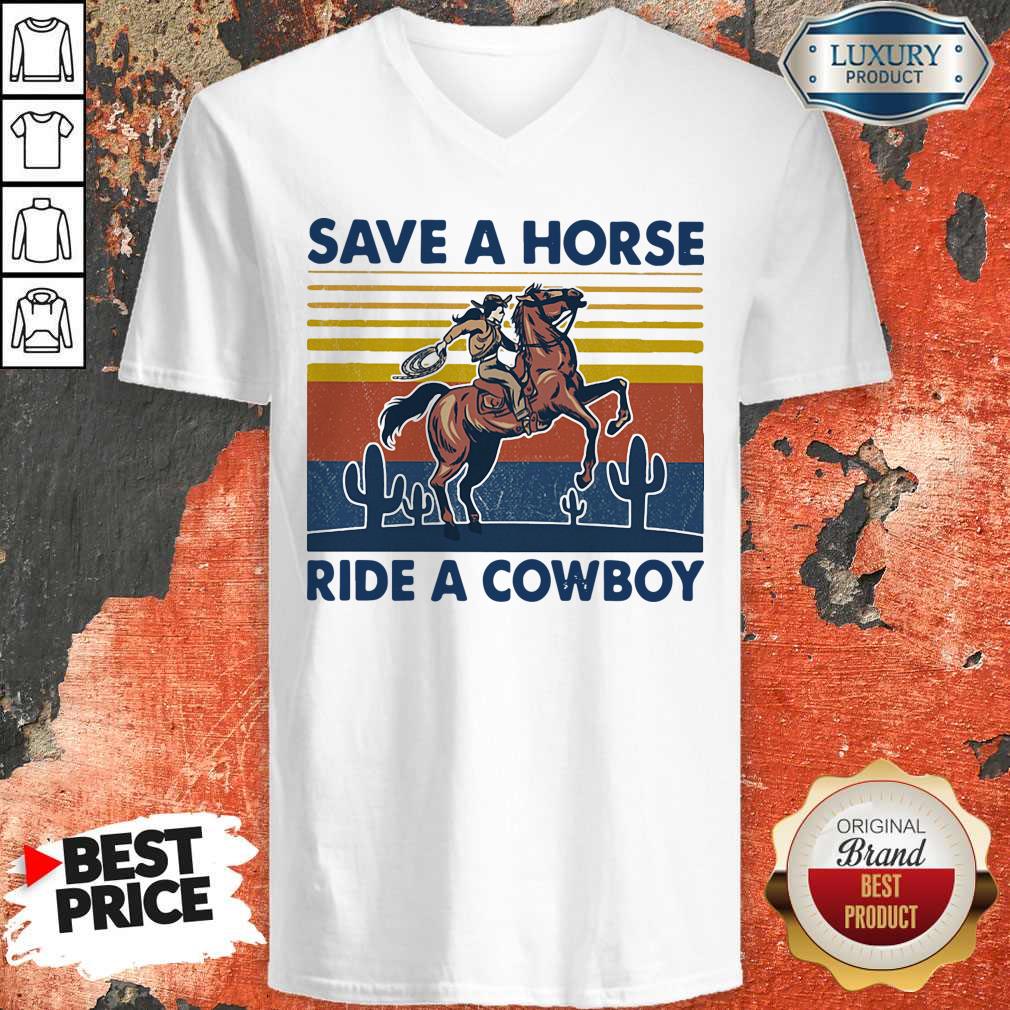 Pretty Save A Horse Ride A Cowboy Vintage Retro T-Shirt - Image 4