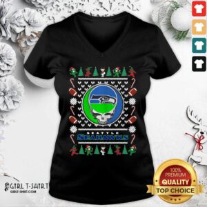 Alternative view of Pretty Seattle Seahawks Grateful Dead Ugly Christmas Shirt