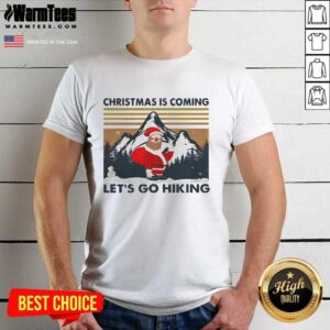Pretty Sloth Hat Santa Christmas Is Coming Let’s Go Hiking Vintage Shirt