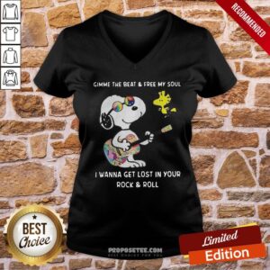 Alternative view of Pretty Snoopy And Woodstock Gimme The Beat And Free My Soul I Wanna Get Lost In Your Rock And Roll Shirt