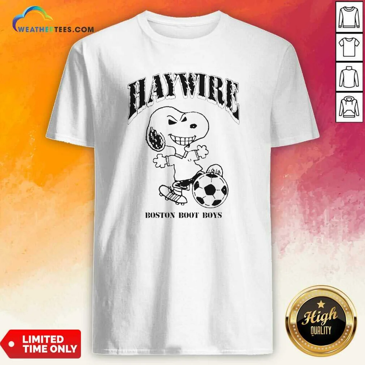 Pretty Snoopy Hawwire Boston Boot Boys Soccer Sports Shirt