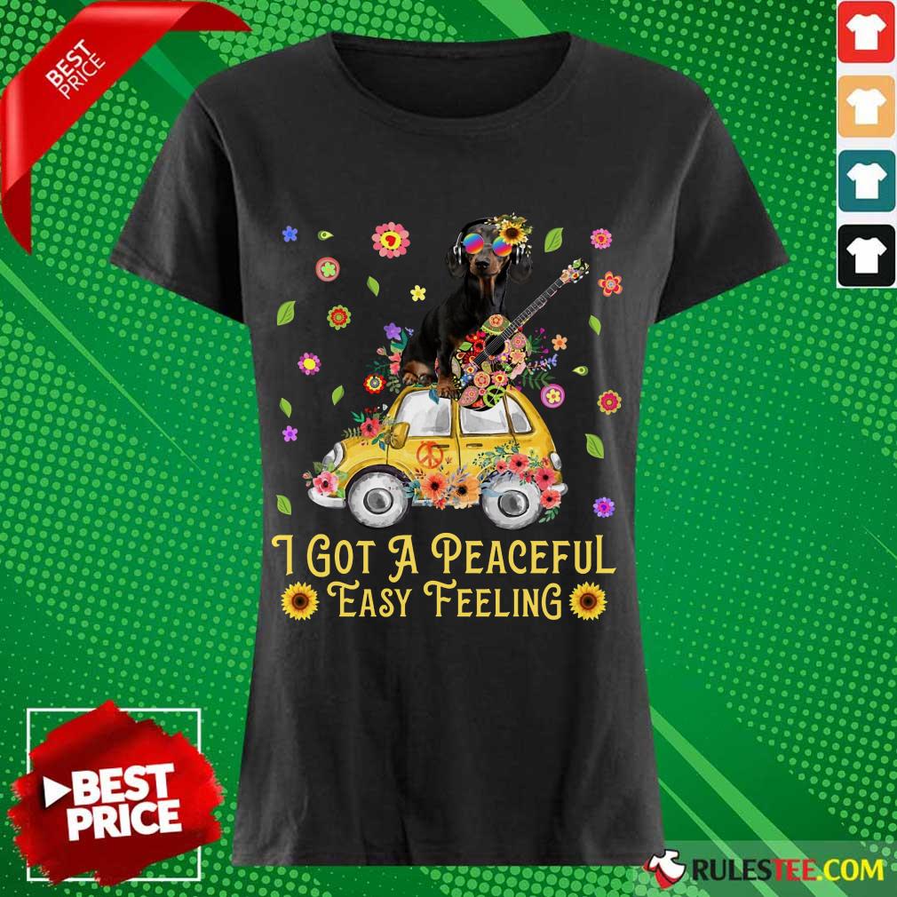 Pretty Sunflower Dachshund I Got A Peaceful Easy Feeling Shirt - Image 3