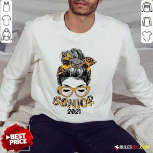 Alternative view of Pretty Sunflower Senior 2021 Girl Bun Hair Glasses Shirt