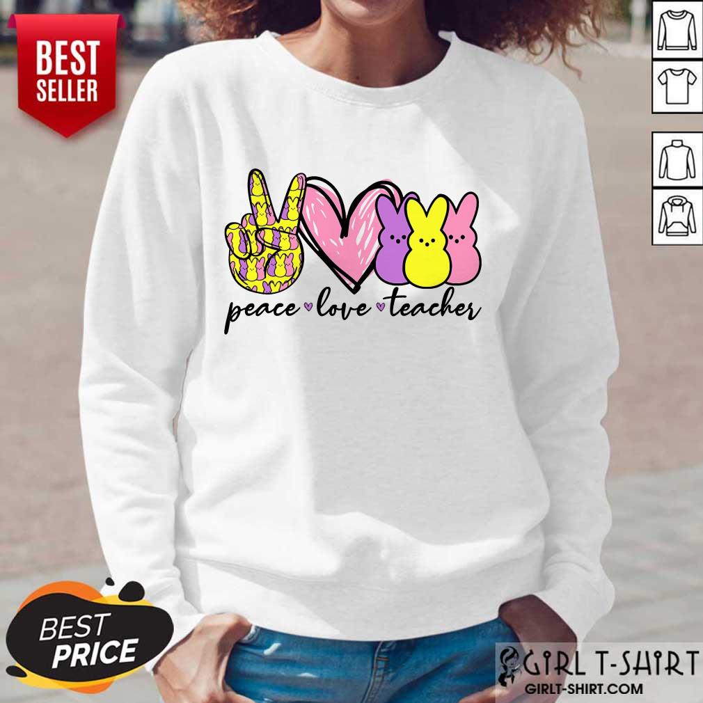 Pretty Teacher Peace Love Bunny Shirt - Image 5