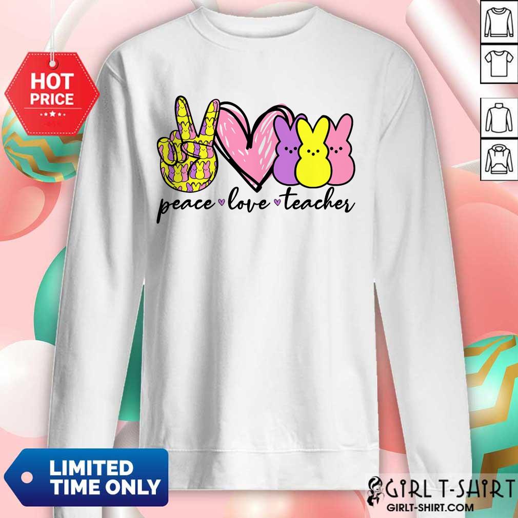 Pretty Teacher Peace Love Bunny Shirt - Image 4