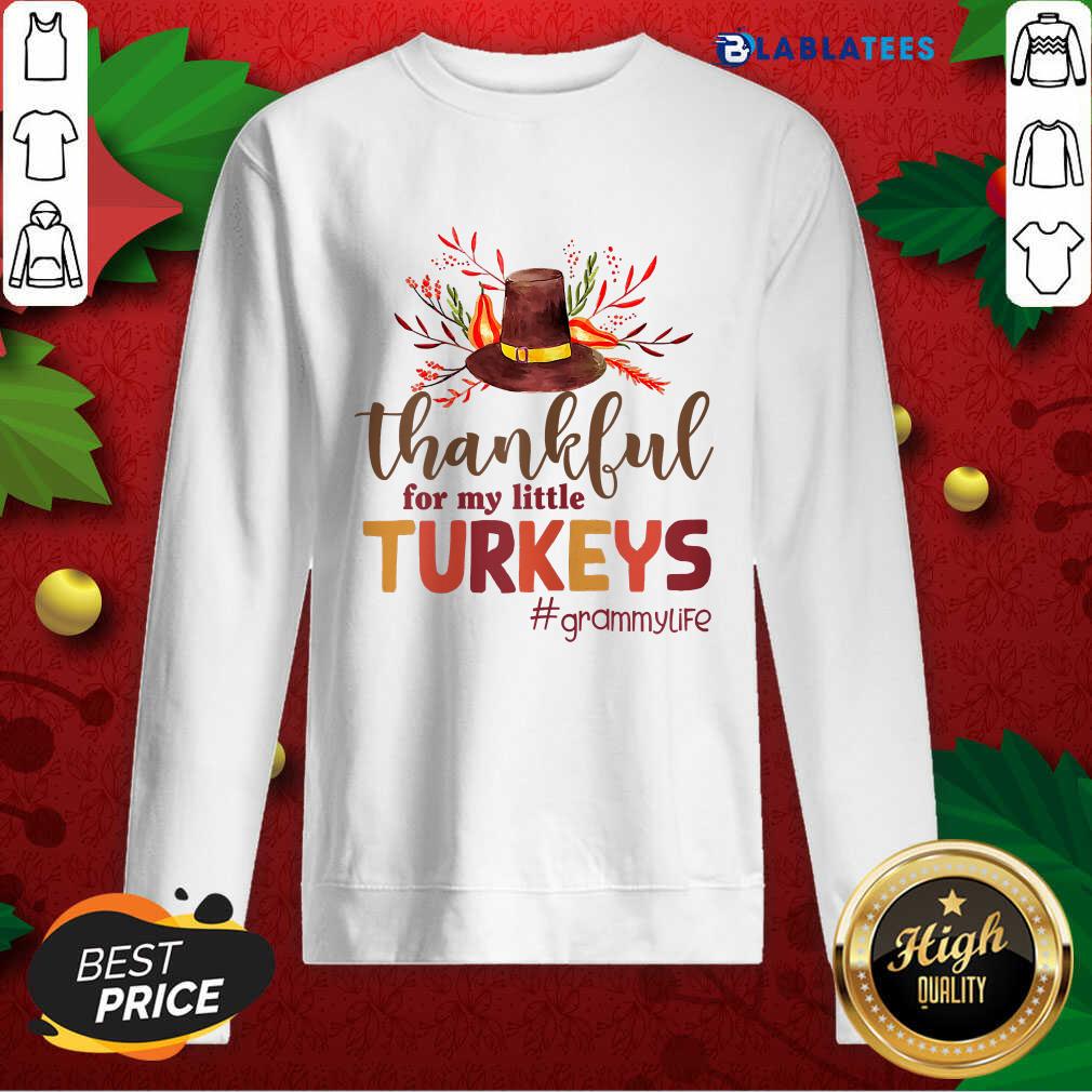 Pretty Thankful For My Little Turkeys Grammy Life Thanksgiving Shirt - Image 5