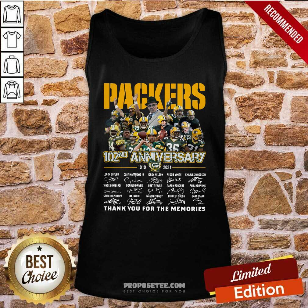 Pretty The Green Bay Packers 102nd Anniversary 1919 2021 Signatures Thank You For The Memories Shirt - Image 4