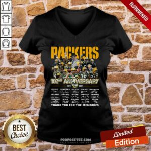 Alternative view of Pretty The Green Bay Packers 102nd Anniversary 1919 2021 Signatures Thank You For The Memories Shirt