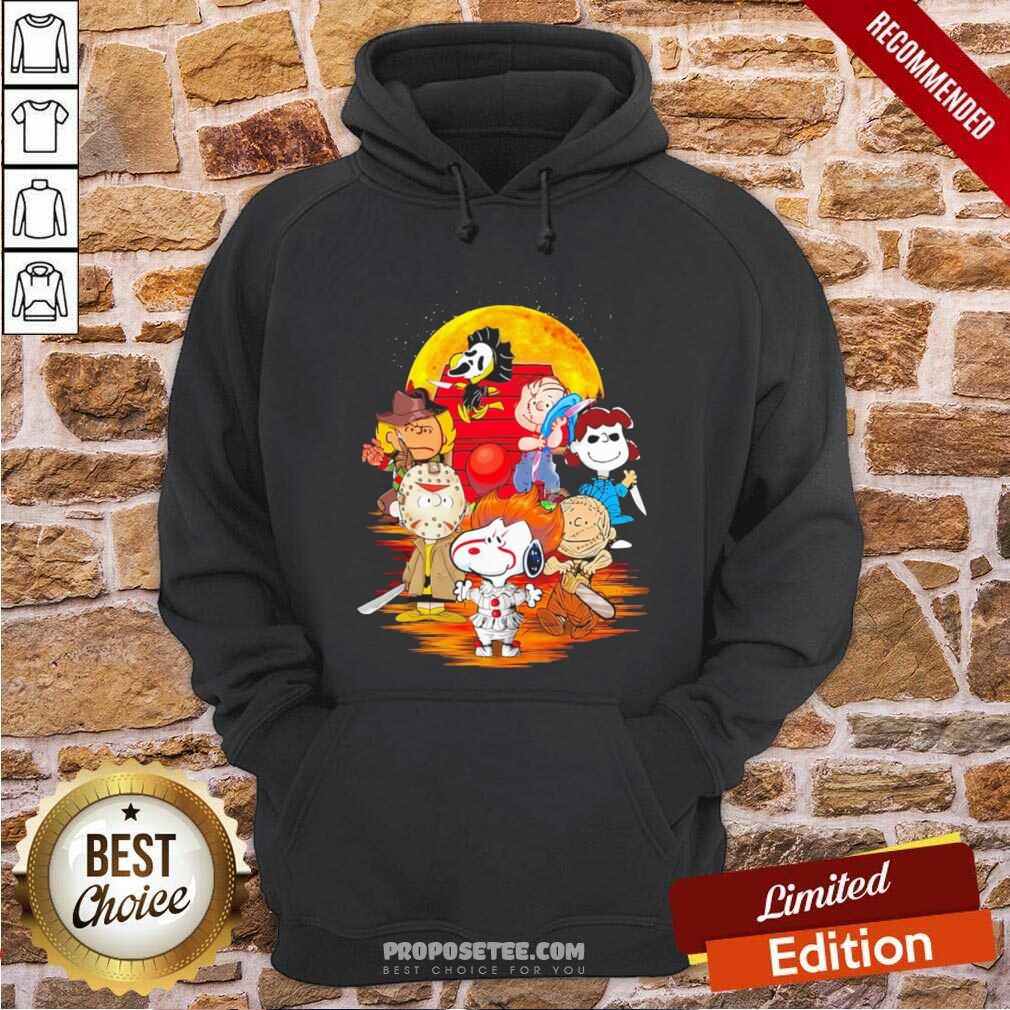 Pretty The Peanuts Snoopy And Friends Horror Face On The Moon Shirt - Image 2