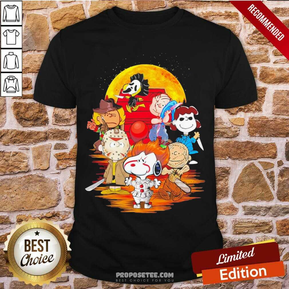 Pretty The Peanuts Snoopy And Friends Horror Face On The Moon Shirt
