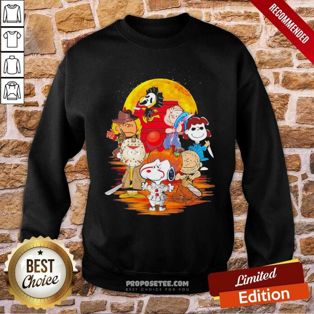 Pretty The Peanuts Snoopy And Friends Horror Face On The Moon Shirt - Image 5