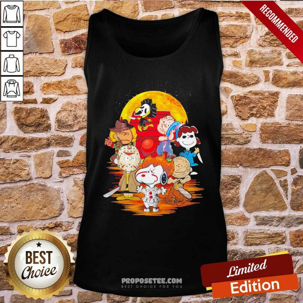 Pretty The Peanuts Snoopy And Friends Horror Face On The Moon Shirt - Image 4