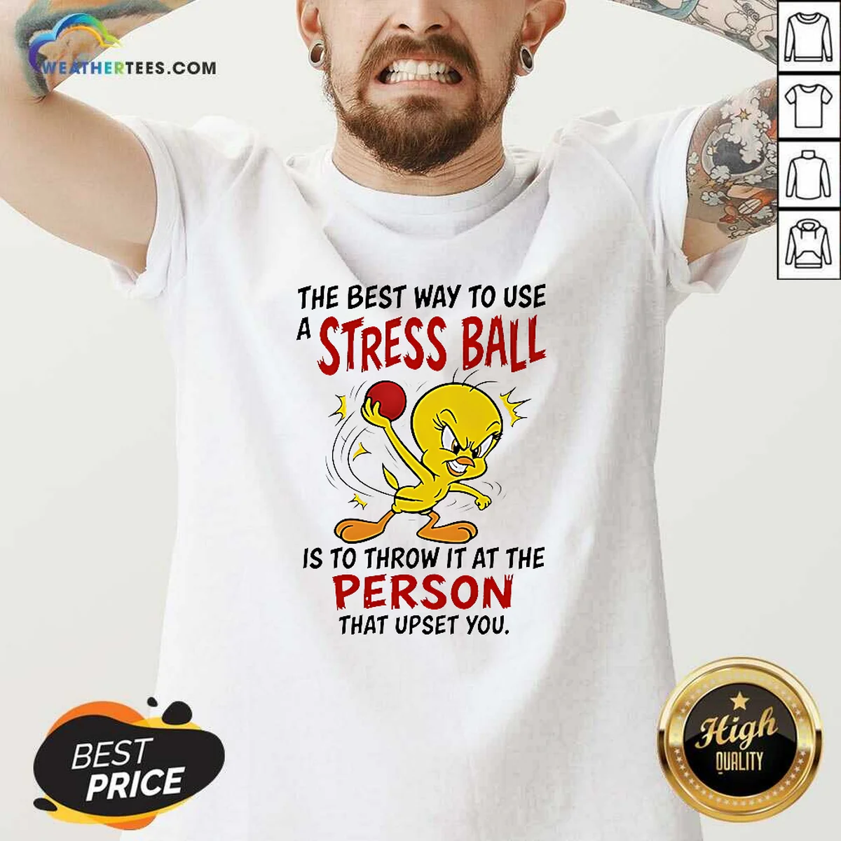 Pretty Tweety Bird Looney Tunes The Best Way To Use A Stress Ball Is To Throw Shirt - Image 2
