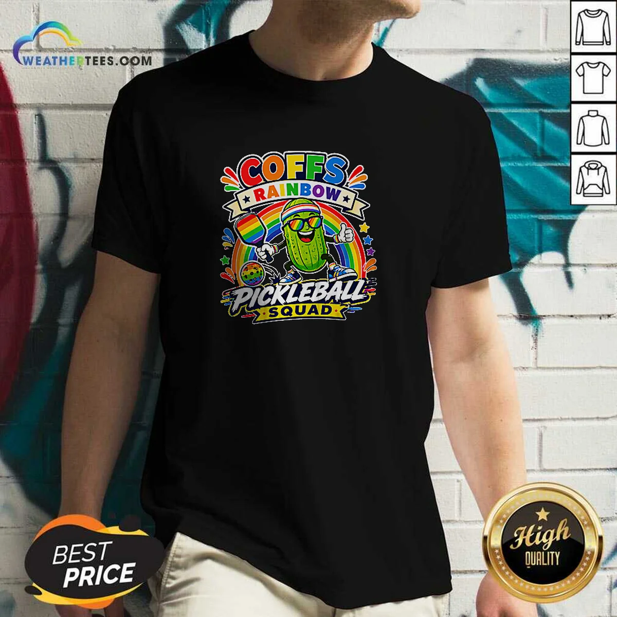 Pretty Vibrant Coffs Rainbow Pickleball Enthusiast Shirt - Image 3