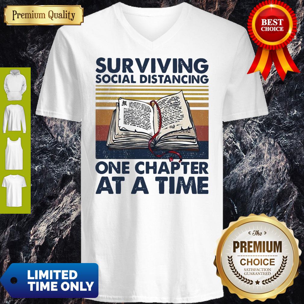 Pretty Vintage Surviving Social Distancing One Chapter At A Time Book Shirt - Image 2