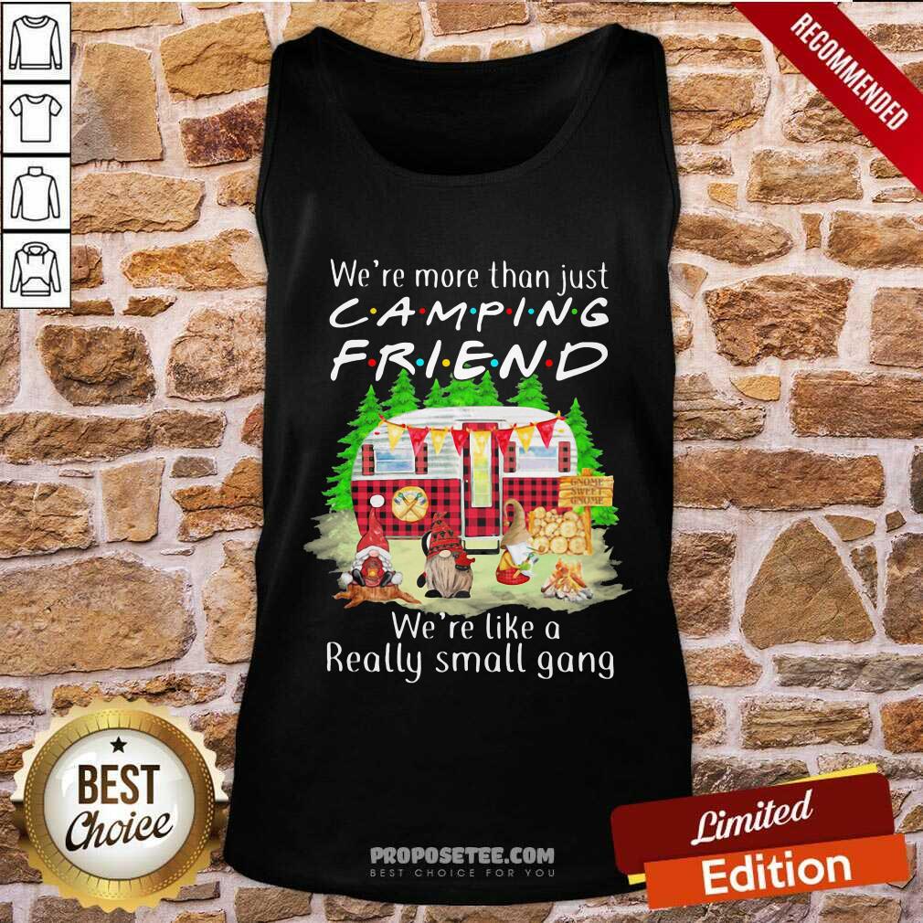 Pretty We’re More Than Just Camping Friend We’re Like A Really Small Gang Gnome Xmas Shirt - Image 4