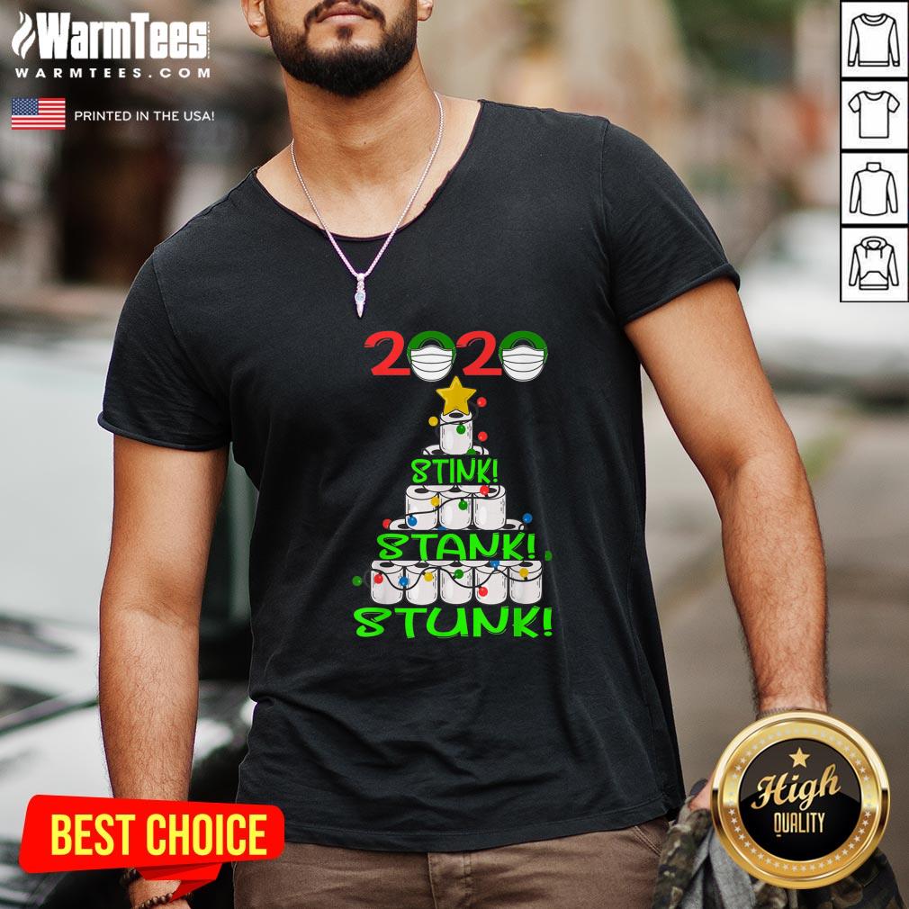 Pro 2020 Stink Stank Stunk Funny Quarantine Ugly Christmas Mask Shirt - Image 2