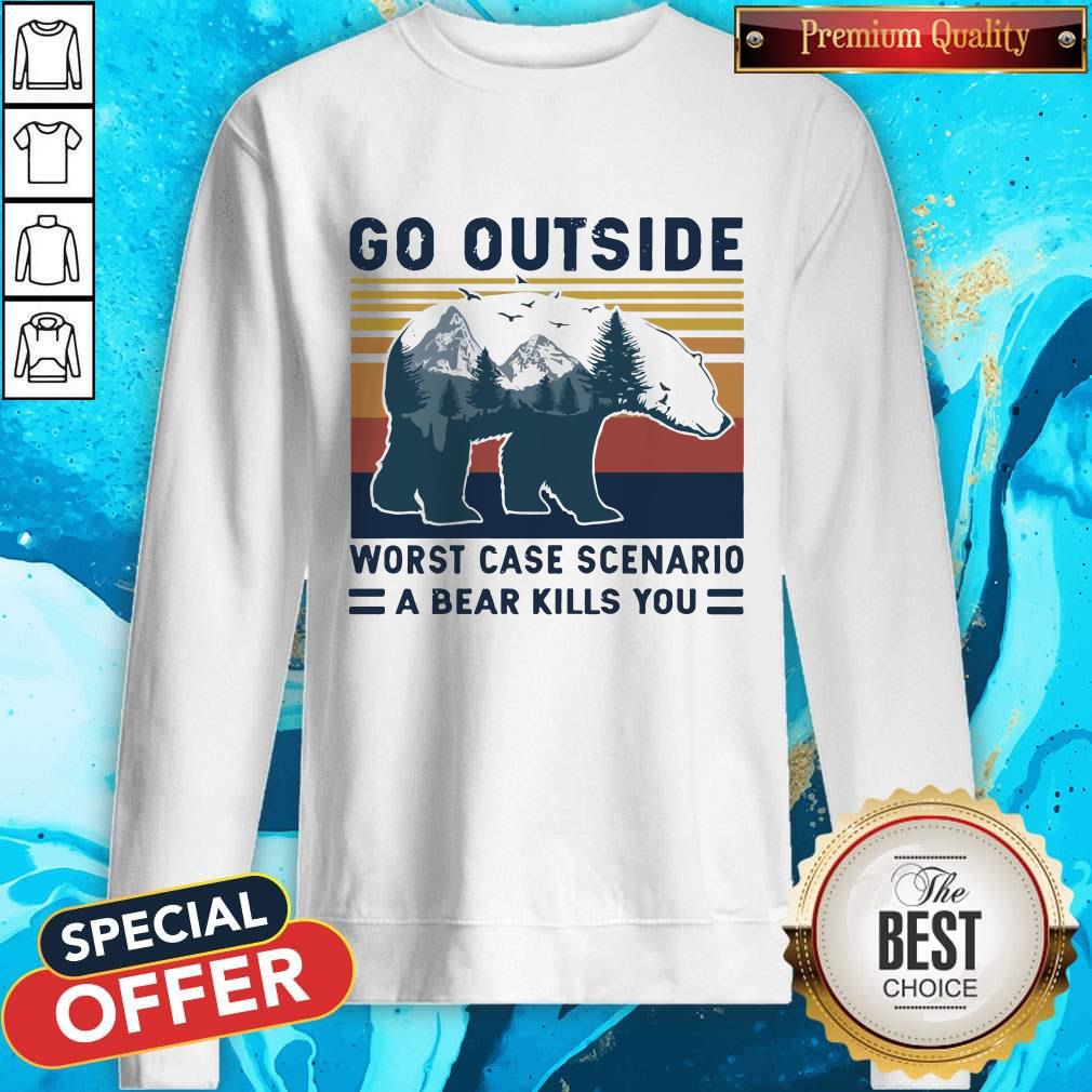 Pro Bear Go Outside Worst Case Scenario A Bear Kills You Vintage Retro Shirt - Image 4