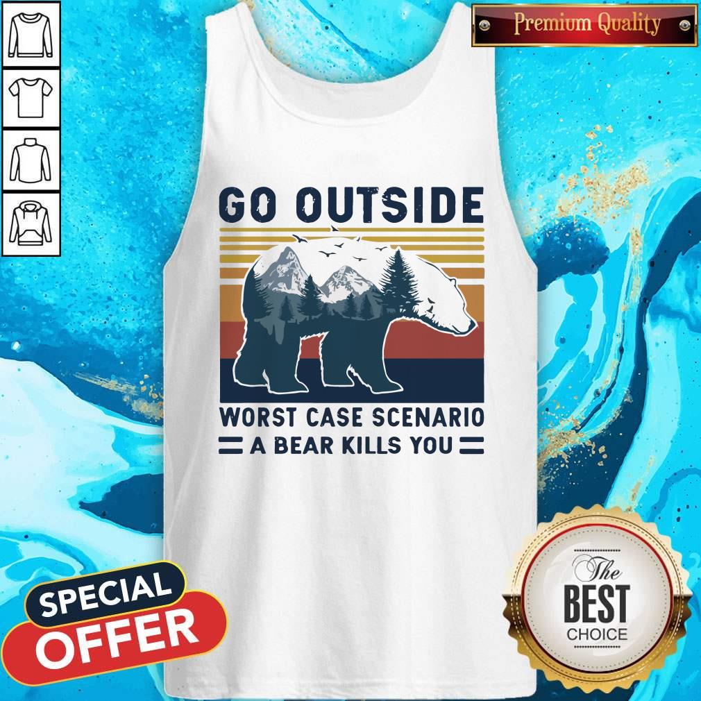 Pro Bear Go Outside Worst Case Scenario A Bear Kills You Vintage Retro Shirt - Image 3