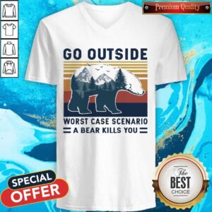 Alternative view of Pro Bear Go Outside Worst Case Scenario A Bear Kills You Vintage Retro Shirt
