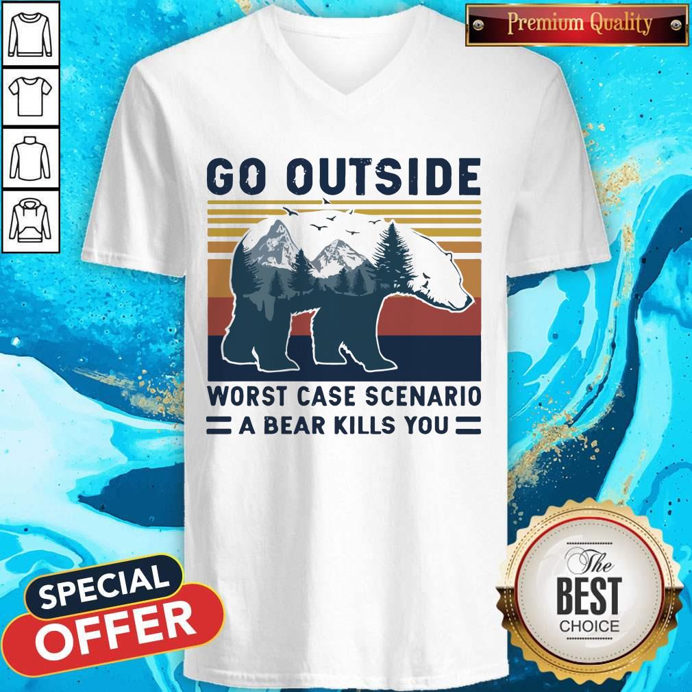 Pro Bear Go Outside Worst Case Scenario A Bear Kills You Vintage Retro Shirt - Image 2
