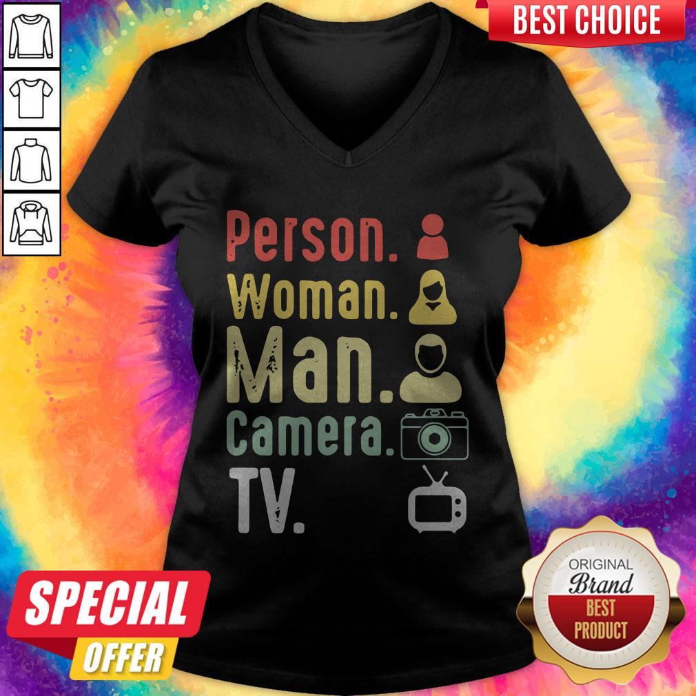 Pro Cognitive Test Person Woman Man Camera TV Funny Trump Shirt - Image 2