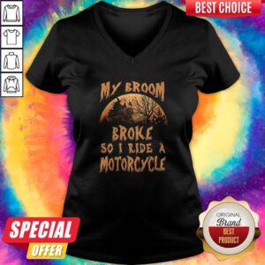 Alternative view of Pro My Broom Broke So I Ride A Motorcycle Halloween Shirt