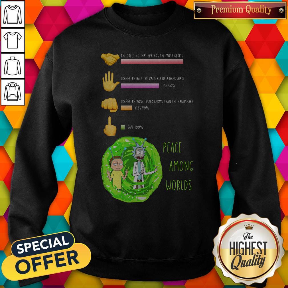 Pro Rick And Morty Peace Among Worlds The Greeting That Spreads The Most Germs Shirt - Image 4