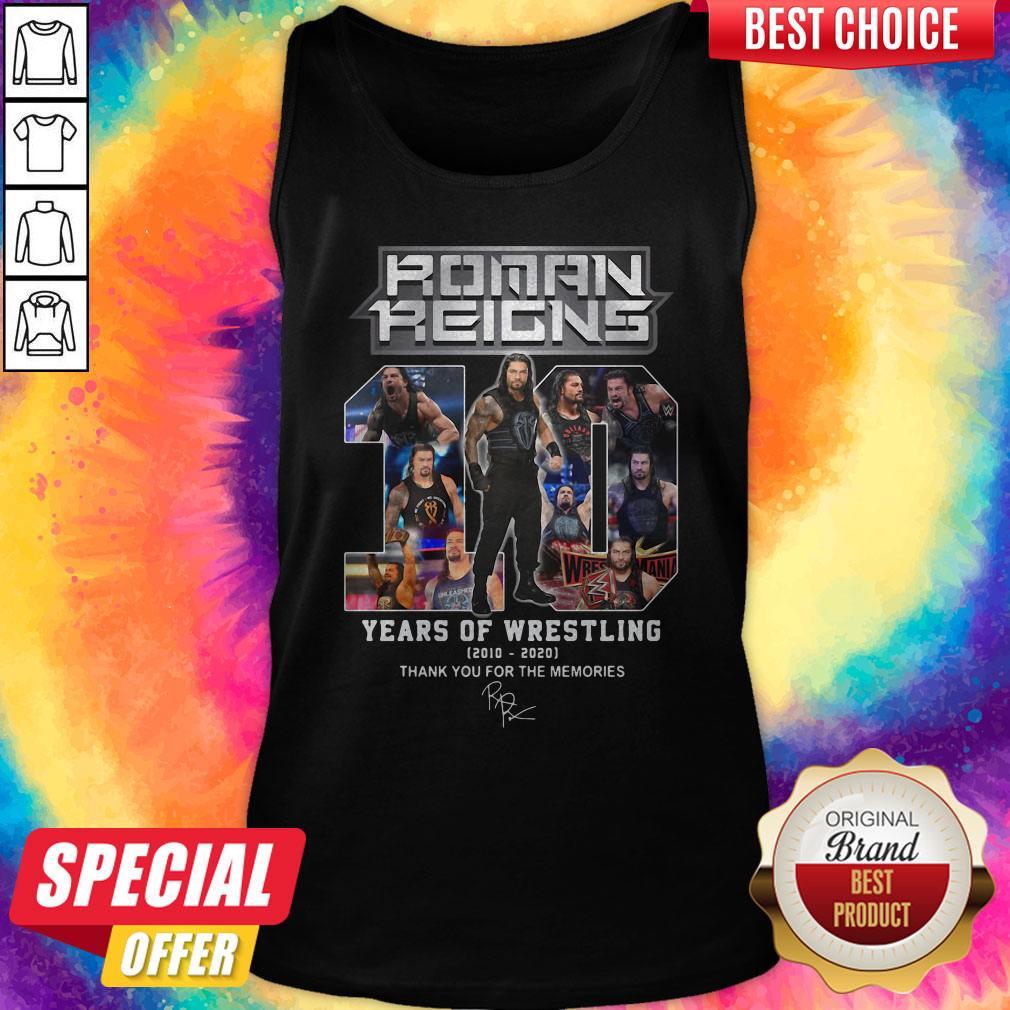 Pro Roman Reigns 10 Years Of Wrestling 2010 2020 Smoke Thank You For The Memories Signature Black Shirt - Image 3